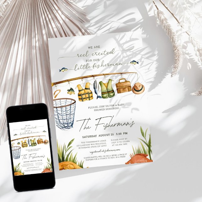 Invitation Baby shower Reel Boy Little Fisherman (Créateur téléchargé)