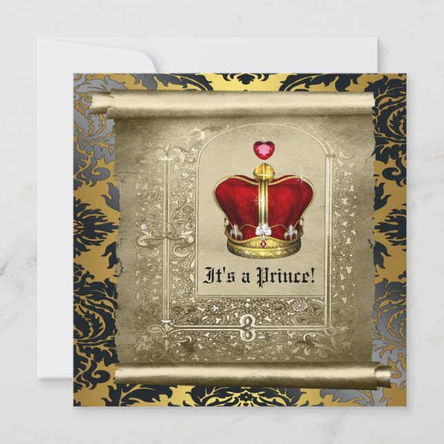 Invitation Baby shower Regal Royal Red Prince (Devant)