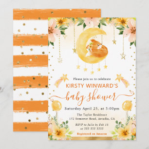 Invitation Baby Shower Renard Floral Mignon Aquarelle sur Lun