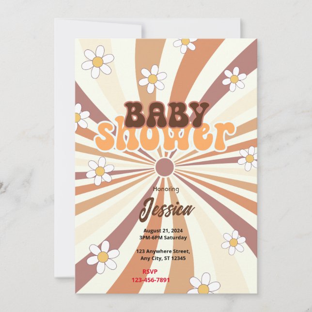 Invitation Baby shower rétro (Devant)