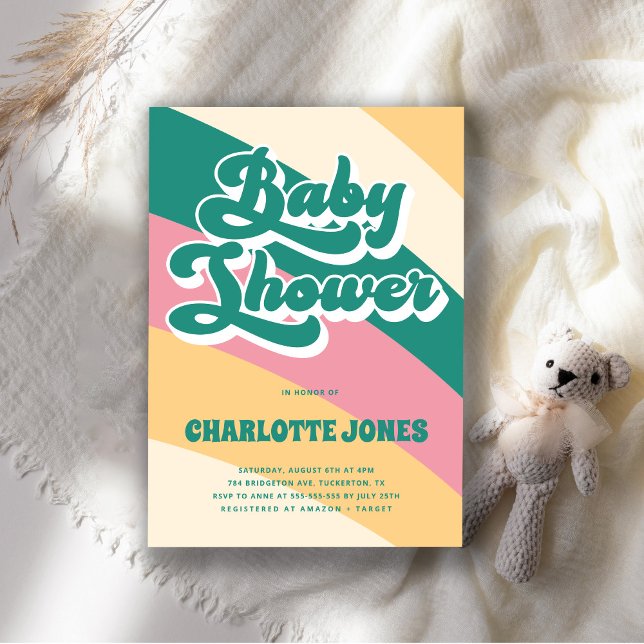 Invitation Baby shower rétro Disco Super (Créateur téléchargé)