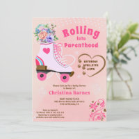 Baby shower rétro floral sarcelle roller skate boh