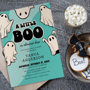 Invitation Baby shower Rétro Halloween Little Boo