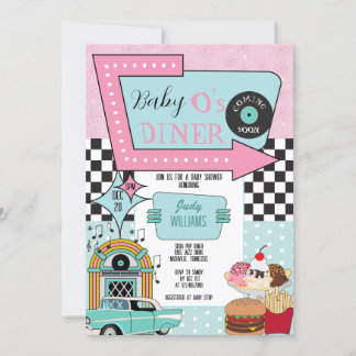 Invitation Baby shower Retro les années 50