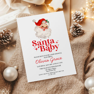 Invitation Baby shower Retro Père Noël Baby Holiday