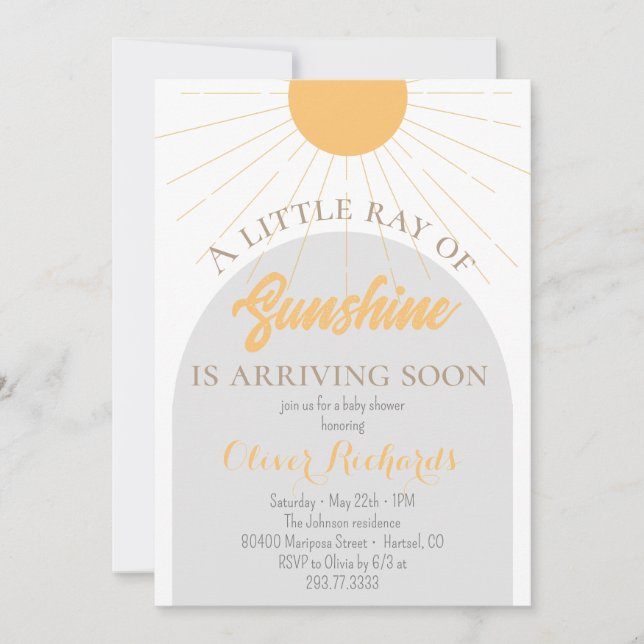 Invitation Baby shower rétro Sunshine Baby shower Boho (Devant)