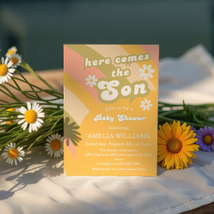 Invitation Baby shower rétro Super Sunshine