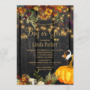 Invitation Baby shower révélation du sexe automne bois rustiq