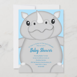 Invitation Baby shower Rhino bleu