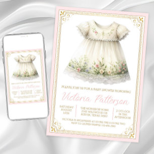 Invitation Baby shower Robe Fleur sauvage Rosée