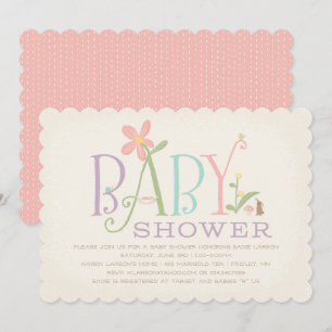 Invitation Baby shower Rock-a-bye - Rose
