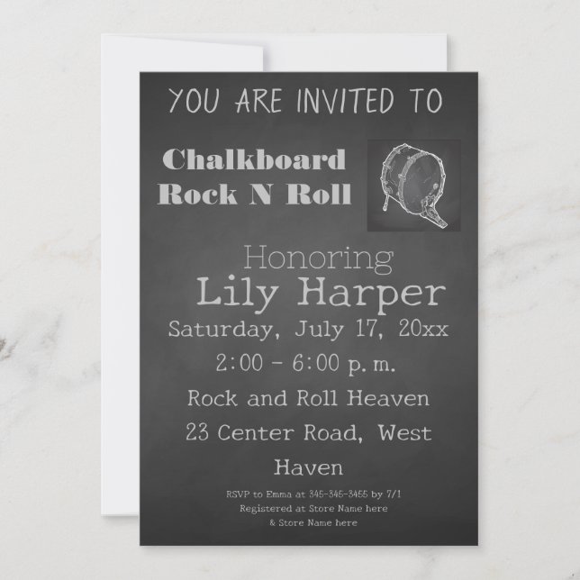 Invitation Baby shower Rock Star (Devant)