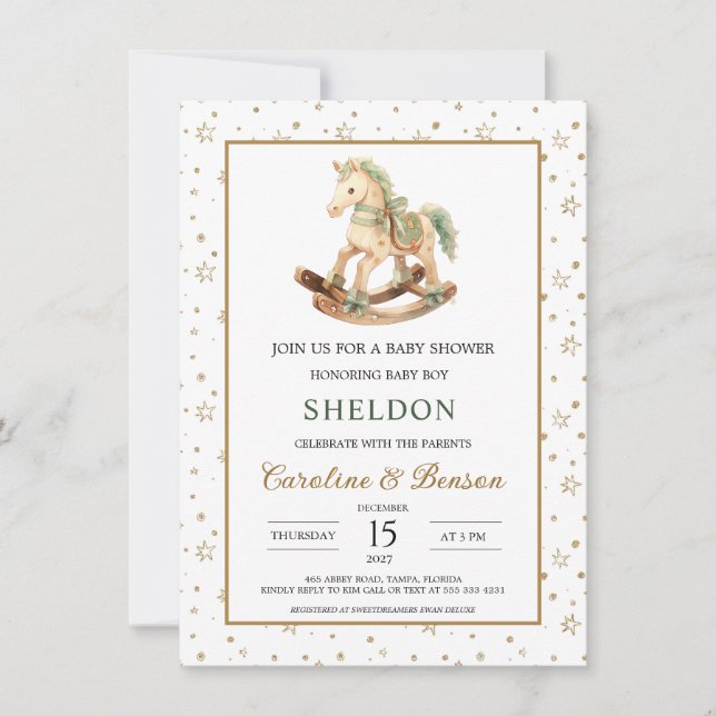 Invitation Baby shower Rocking Horse (Devant)