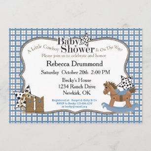 Invitation Baby shower Rocking Horse Cowboy