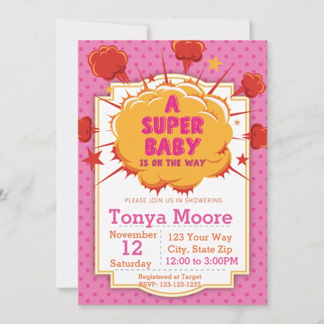 Invitation Baby shower rose (Devant)