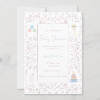 Invitation Baby shower rose