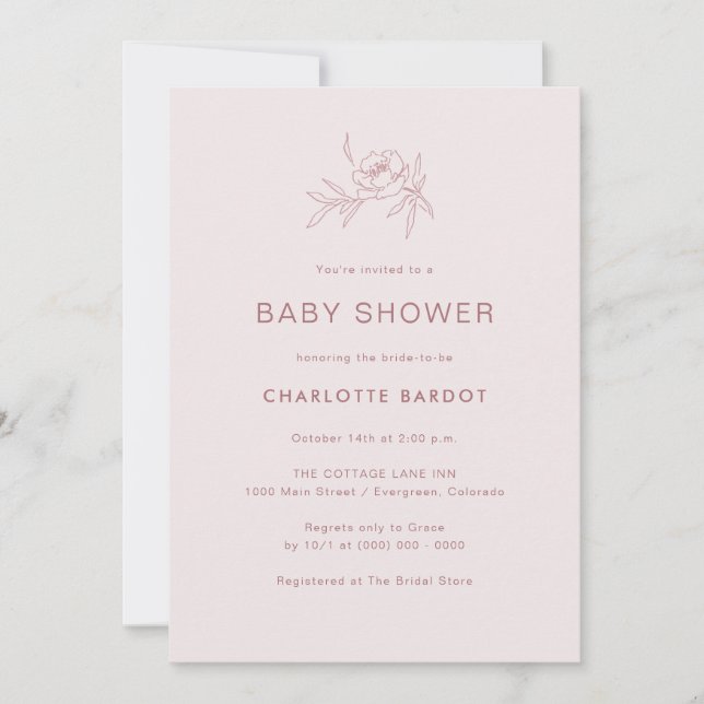Invitation Baby shower rose (Devant)