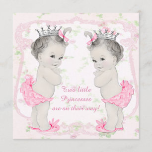 Invitation Baby shower rose adorable de princesse Twin