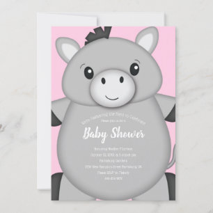 Invitation Baby shower rose âne