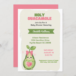 Invitation Baby shower rose Avocado Saint-Guacamole