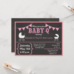 Invitation Baby shower rose Baby-Q Chalkboard
