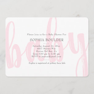 Invitation Baby shower rose bébé