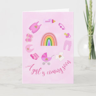 Invitation Baby shower rose bébé fille