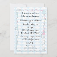 Invitation baby shower. Rose/Bleu/Château