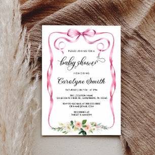 Invitation Baby shower rose Bow