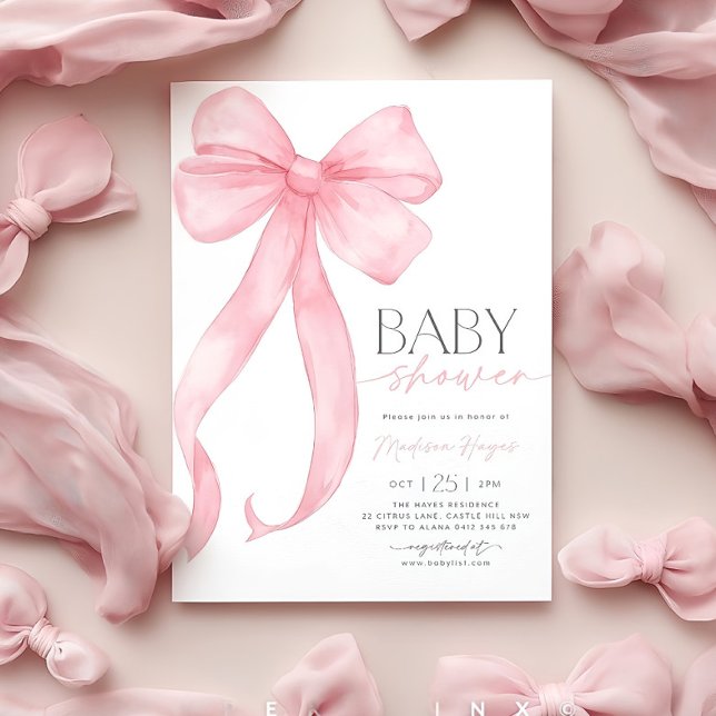 Invitation Baby shower rose Bow Modèle d'invitation (Créateur téléchargé)