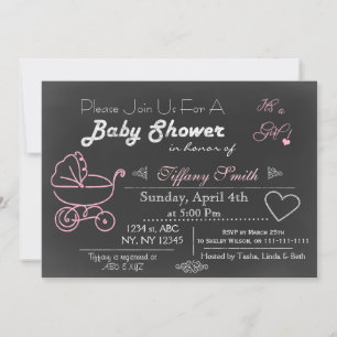 Invitation Baby shower rose Chalkboard