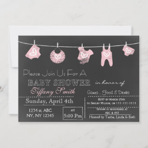Invitation Baby shower rose Chalkboard