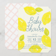 Baby shower rose citron peint à la main