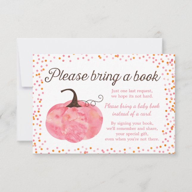 Invitation Baby shower rose Citrouille Aquarelle Apportez un  (Devant)