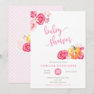invitation baby shower rose, citrouilles de police