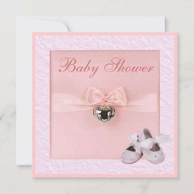 Invitation Baby shower rose de chaussures de ballet et de (Devant)