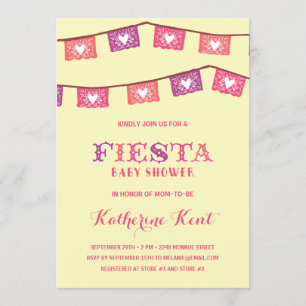 Invitation Baby shower rose de filles de la fiesta  