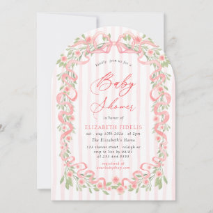 Invitation Baby shower Rose de fleurs de boule rose moderne