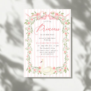 Invitation Baby shower Rose de la boule rose cygne