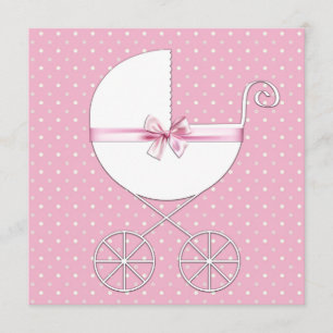 Invitation Baby shower rose de point de polka