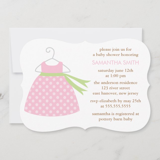 Invitation Baby shower rose de robe (Devant)