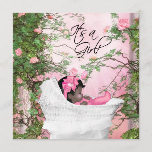 Invitation Baby shower rose de roseraie