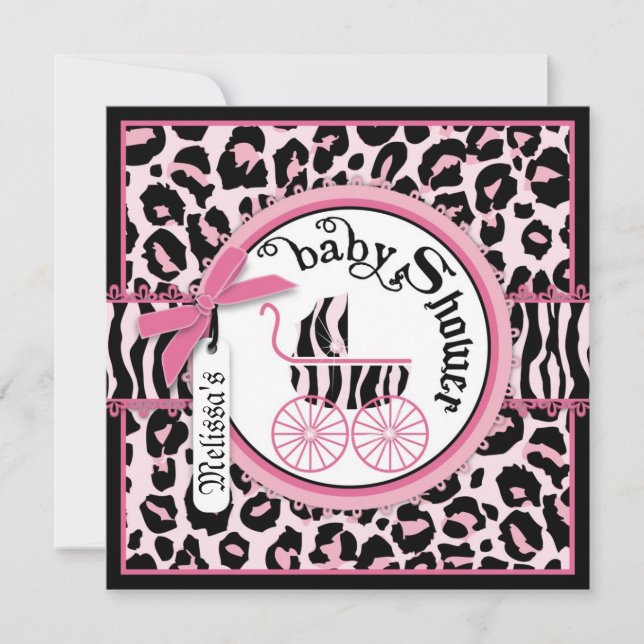 Invitation Baby shower rose de voiture d'enfant de vedette du (Devant)