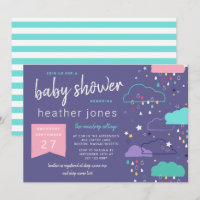 Baby shower rose des étoiles des nuages de pluie d