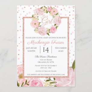 Invitation Baby shower Rose des filles de Peony rose Gold