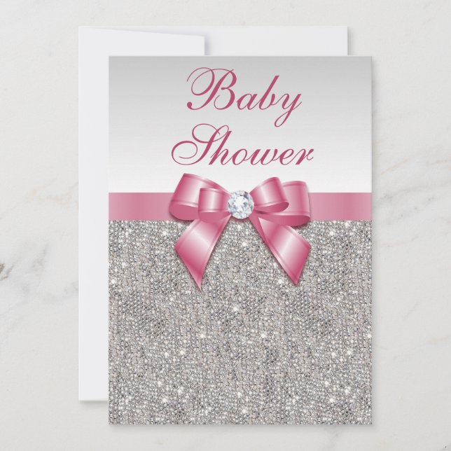 Invitation Baby shower rose des seigneurs d'argent et des jeu (Devant)