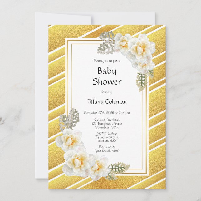 Invitation Baby shower Rose d'or (Devant)