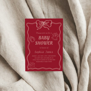 Invitation Baby shower rose doux avec icônes pour bébé et cad