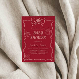 Invitation Baby shower rose doux avec icônes pour bébé et cad