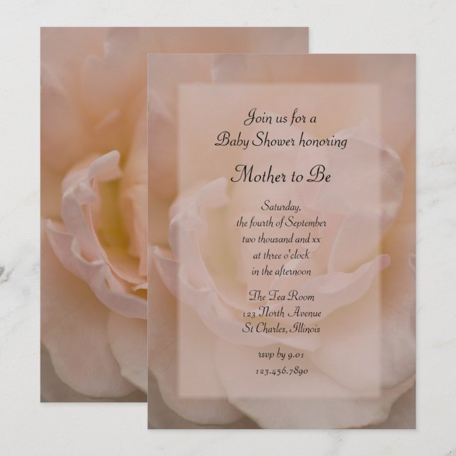 Invitation Baby shower rose élégant (Devant / Derrière)